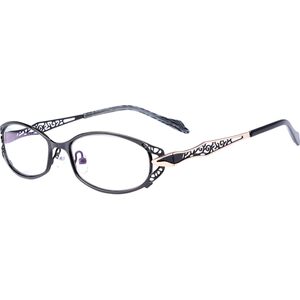 Hollow glasses frame for women metal full frame eye frame with degree anti-blue radiation flat light myopia reading glasses