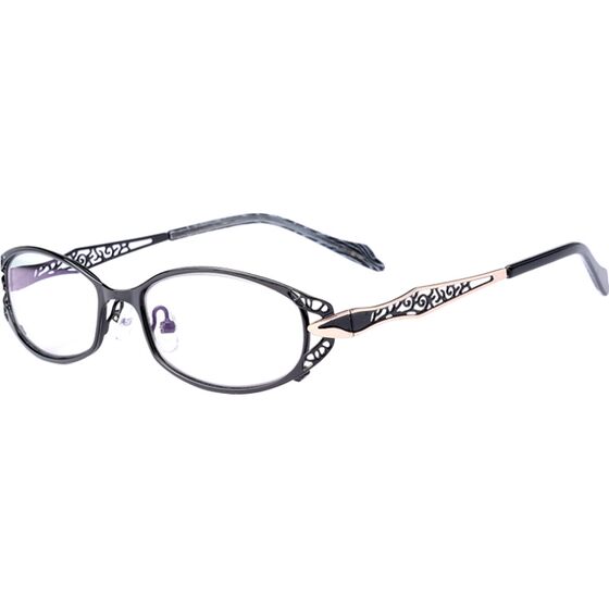 Hollow glasses frame for women metal full frame eye frame with degree anti-blue radiation flat light myopia reading glasses