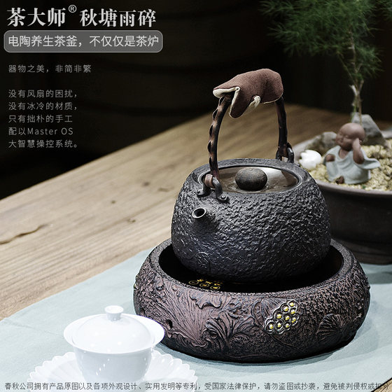 茶大师水墨石竹电陶茶炉 秋塘雨碎煮茶器铸铁壶老铁茶壶银壶铜壶