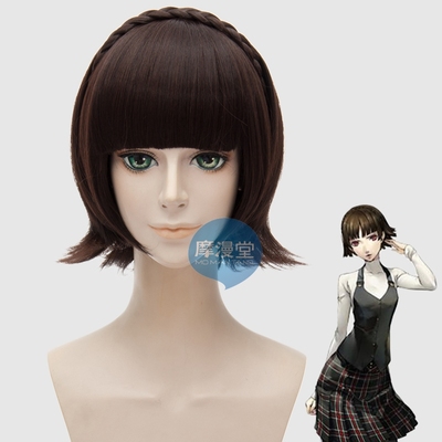 taobao agent Goddess of Momoto 5 Persona5 Shin Island Real dark brown twist braid anti -tie cos wigs
