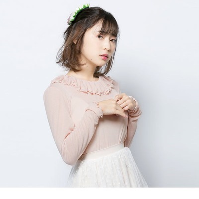 taobao agent Spring fresh colored scarf, thin knitted long-sleeve, T-shirt, round collar