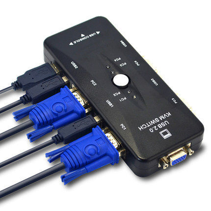 Maxtor USB 수동 4포트 KVM 스위치(공유기) 4개의 호스트가 1개의 모니터 배선을 공유합니다.