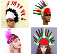 Маскарад цветные перья головной убор индейский головной убор индейский вождь шляпа перья шляпа
