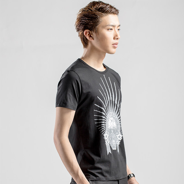 2019 original design short-sleeved T-shirt fashion Japanese and Korean version youth student fashion trend T-shirt versatile inner sports