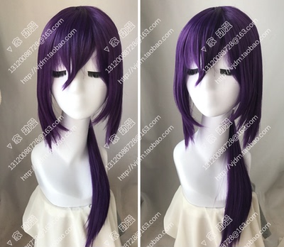 taobao agent Cosplay wigs of the gods of the gods, grasshopper jie, shaving dark purple giving red ribbon