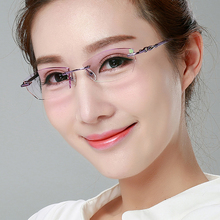 Очки для близорукости женские очки без рамы стильные плоские зеркала фиолетовые очки рама металлическая пластина зеркало 58070