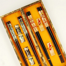 Китайский стиль палочки для палочки с твердым деревом набор деревянная посуда для подводной принадлежности Home Использовать китайский стиль личности бизнес -подарки за рубежом подарки