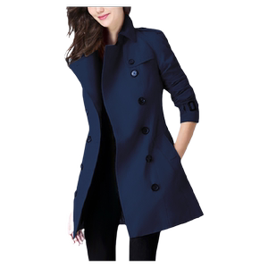 
1779 Tibetan Blue British Trench Coat for Women Mid-Length Small 2025 Spring and Autumn New Autumn and Winter Short Coat Trend