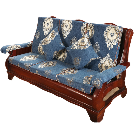 
Solid wood sofa cushion with backrest thickened mahogany sofa cushion Chinese style spring and autumn federal chair three-person conjoined anti-slip winter