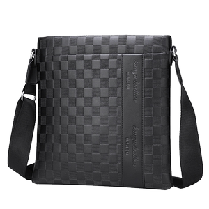 2025 new men's bag slanted shoulder bag business casual trendy plaid backpack Korean style leather bag