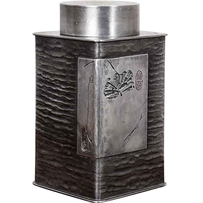 煎茶道具 錫・古錫 大型 茶托 5客 点銅 長江萬龍 斑錫