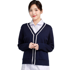 Nurses sweater female knitted cardigan coat plus velvet thickened purple hidden blue doctor service in autumn and winter can not warm up