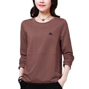 
Middle-aged mother autumn clothes fashionable base shirt for women with large size women's clothing new Korean style slimming and age-reducing long-sleeved T-shirt top