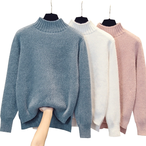 
Half turtleneck Chenille sweater for women thickened base shirt 2025 autumn and winter new loose inner mink top trendy