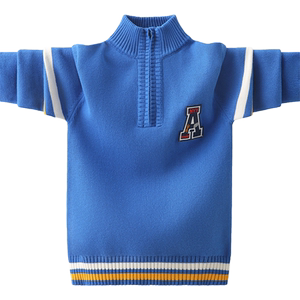 
Boys' sweaters autumn and winter 2026 new children's sweaters plus velvet and thickening for boys and girls high collar boys winter