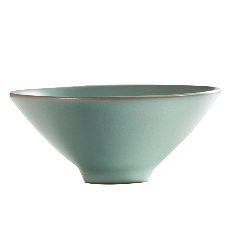 宋汝窯天青釉開片瓜稜蓮の葉口杯茶碗 景徳鎮 陶磁器 装飾品 工芸