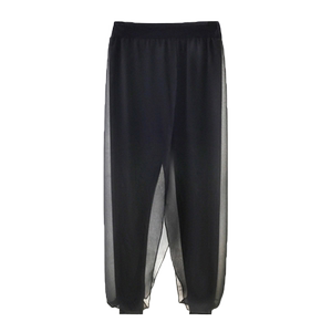 Spring and summer thin loose chiffon Haron pants fake two pieces of nine -footed pants large size women's pants casual mesh trousers