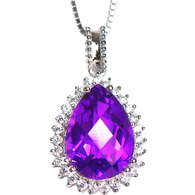 天然紫水晶吊坠女乌拉圭宝石级浓郁火紫色水晶项链送女友送妈妈-Taobao 