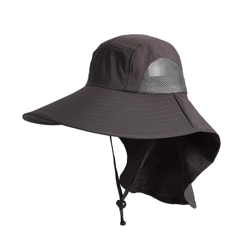 遮阳帽男夏季户外帽子防晒帽男士防紫外线可折叠太阳帽带绳渔夫帽- 保定