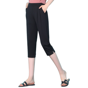 
Women's summer thin cropped pants 2026 new harem pants large size fat mm ice silk mother's pants medium pants five-quarter shorts