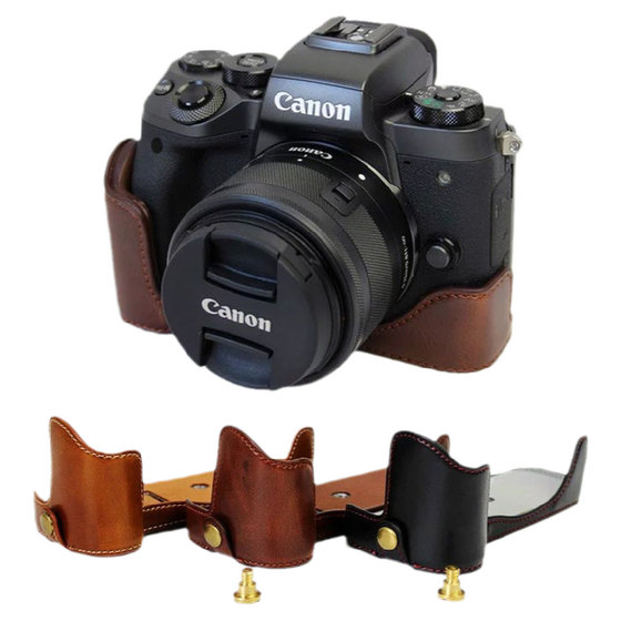 
Suitable for EOS M50 II 2nd generation R8 R50 M200 R63 camera bag 6D2 Canon R RP M3 M6 M62 leather case half set base 200D 5D4 5D3 camera bag leather case R100