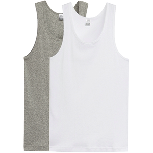 
Three-gun vest men's elastic summer white pure cotton men's cotton hurdle thread base short sleeves wear sports sweatshirt