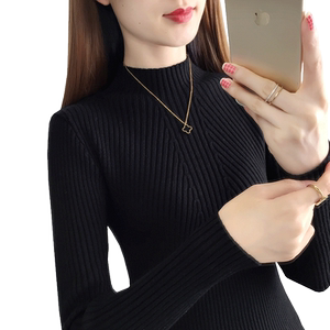 
Half turtleneck sweater base shirt for women 2024 autumn and winter new slim tight inner top long sleeve mid-neck knitted sweater