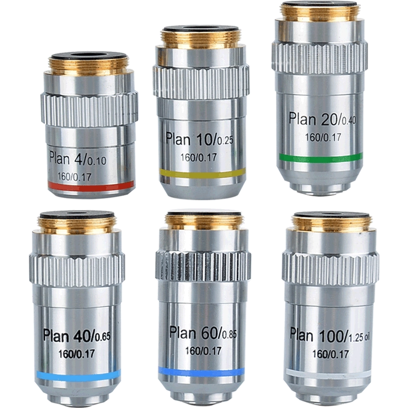 11）金属顕微鏡対物レンズ　Plan50X 顕微鏡キット 顕微鏡補助レンズ PLAN アクロマティック対物レンズ 5X