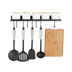 Hole-free wall-mounted black toilet sink storage rack