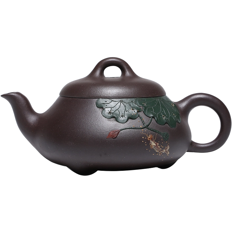 宜砂茗品景舟石瓢純手工紫砂壺中式復古紫泥茶壺