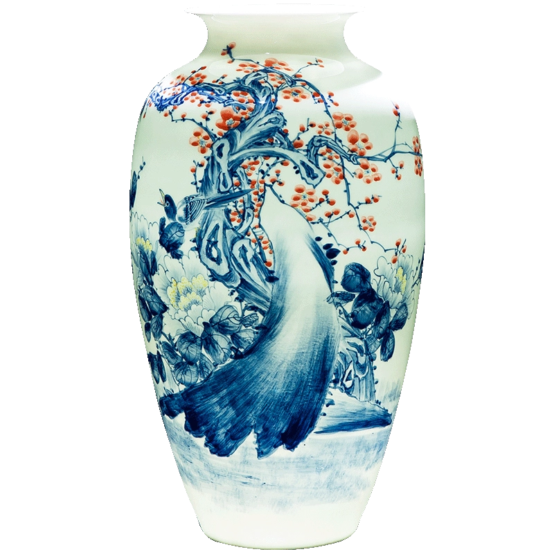 景德镇陶瓷器名家纯手工手绘青花瓷花瓶新中式客厅装饰品摆件礼物