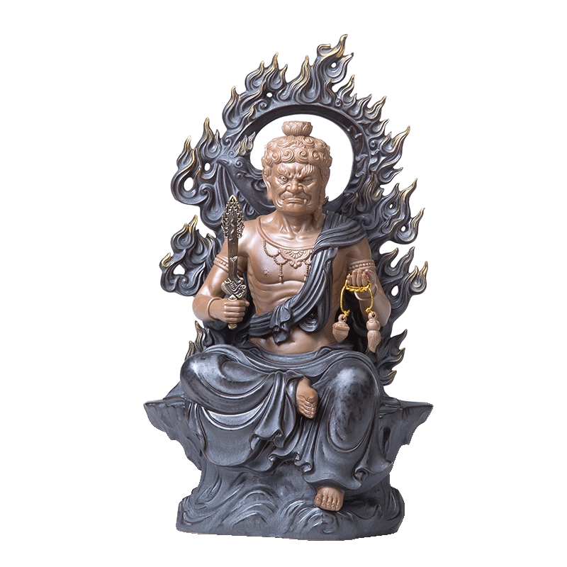 王順手造不動明王佛像陶瓷中式擺件家用不動尊者手工裝飾