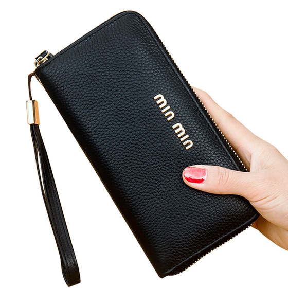 
Genuine leather wallet women's long zipper clutch 2025 new fashionable and atmospheric portable large capacity change small wallet