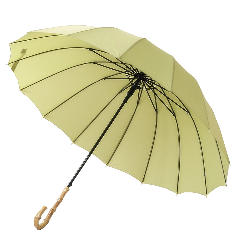 日系马卡龙色16骨复古长柄伞男女学生直柄伞创意竹柄清新晴雨伞-Taobao 