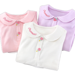 
Girls' long-sleeved T-shirt spring and autumn 2025 new children's pure cotton bottoming shirt, large children's style doll collar top