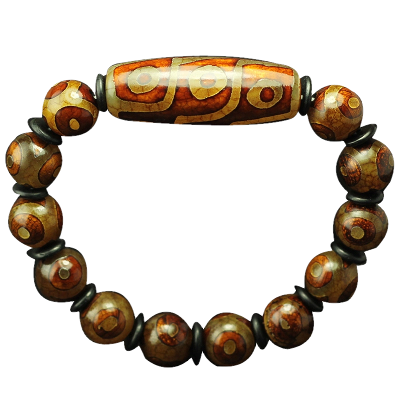 西藏老天珠网红天珠手串血龙纹天珠九眼虎牙天珠佛珠念珠手串手链