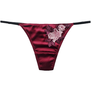 
Slim-belt mulberry silk thong feminine Chinese style lace traceless pants Pure desire low waist ladies underwear