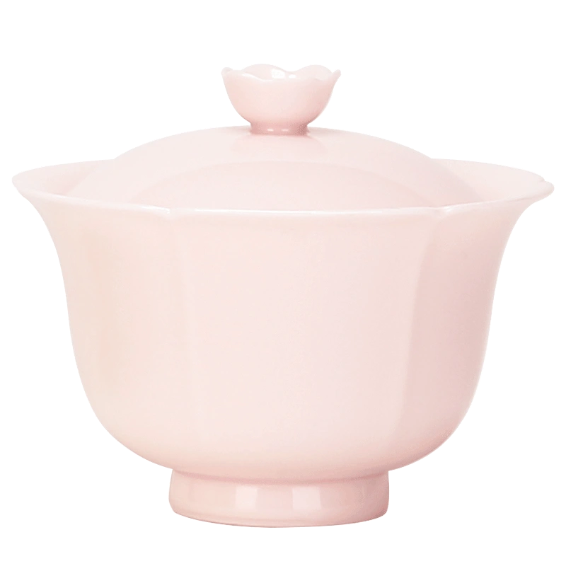 尚芳盖碗茶杯手工单个色釉花瓣陶瓷泡茶碗功夫茶具三才盖碗敬茶碗 