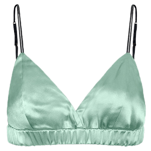 Soie jardin0 # Solid Color Underwear French Girls' Steel Ring Free Silk Triangle Soft Cup Inner and Outer Silk Bra