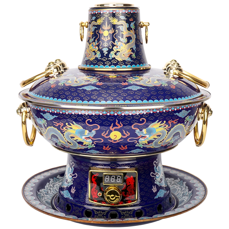 景泰蓝电碳两用火锅加厚纯铜中式涮羊肉锅老北京