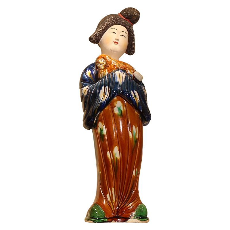 高水旺大师唐三彩胖妞人俑纯手工陶瓷摆件收藏品中式风格装饰摆件客厅