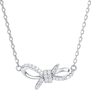 Zhou Dasheng bow necklace sterling silver women's light luxury niche collarbone chain design high-end birthday gift for girlfriend