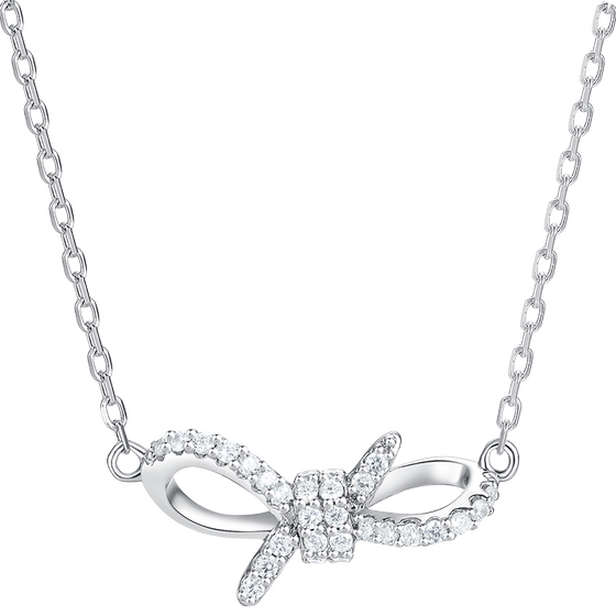 Zhou Dasheng bow necklace sterling silver women's light luxury niche collarbone chain design high-end birthday gift for girlfriend