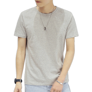 
Men's trendy men's Korean style short-sleeved T-shirt pure cotton round neck solid color T-shirt top with bottoming shirt long sleeves