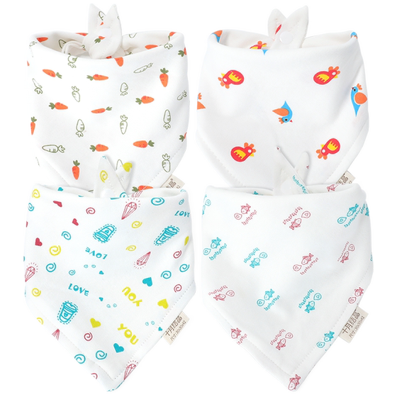 
October crystal baby saliva towel baby triangle towel pure cotton bib newborn male and female 3 pack four seasons