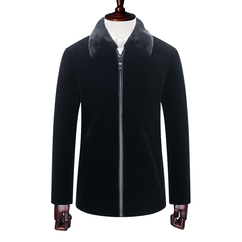 
Ding copper wool leather coat men's mink fur collar fur coat middle-aged men's business lapel fashion thickened winter