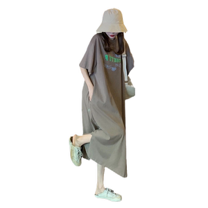 T-shirt women's dress for spring and summer new trendy Korean loose short-sleeved long over-knee long skirt versatile casual sweet cool skirt
