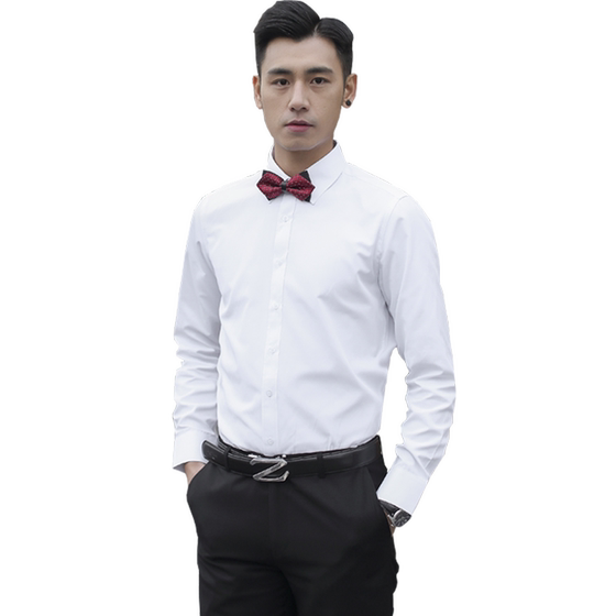Family grooms service men's brothers dress wedding clothes summer white shirt suits long -sleeved shirt groom clothes large size