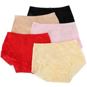 Deanfun/DieAnfen Underwear Women's Pure Cotton Flat Corner Pants Traceless Mid Waist Sexy Lace Mesh Transparent Hollow Summer