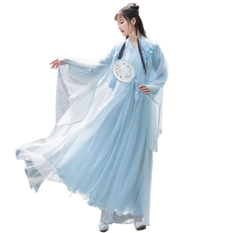 汉服女中国风古装改良晋制仙气飘逸古风舞蹈演出服装2024新款春秋-Taobao